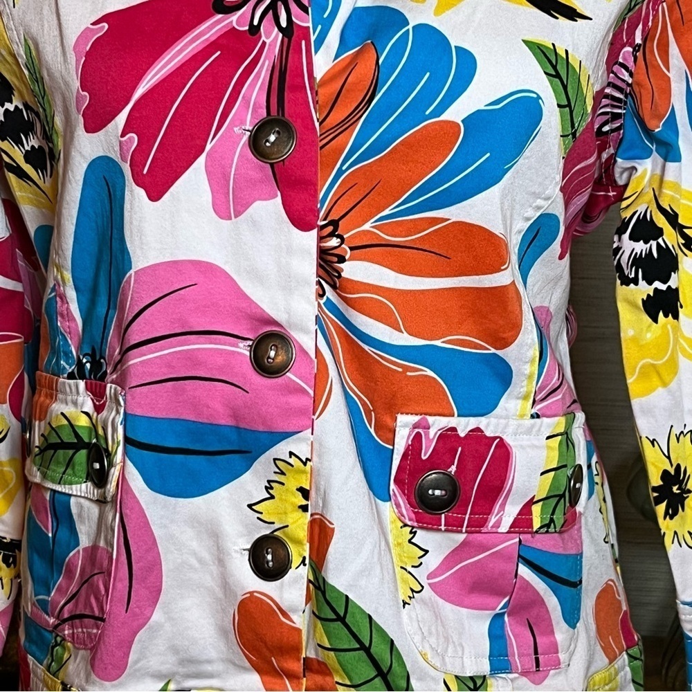 Sporielle Retro Jacket Women’s Medium 70s Flower Power Hippie Boho 3/4 Sleeve - Picture 3 of 6